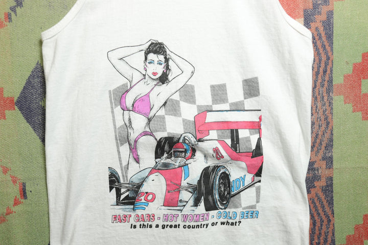Fast Cars Hot Women Vintage Tank Top Small 90s