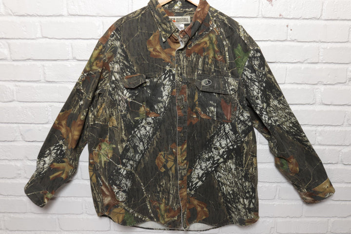 Russell Mossy Oak Vintage Shirt 2000s XXL Camo