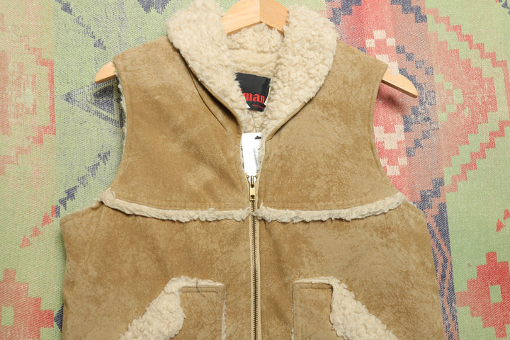 Wiman Vintage Suede Fleece Lined Vest Large 80s