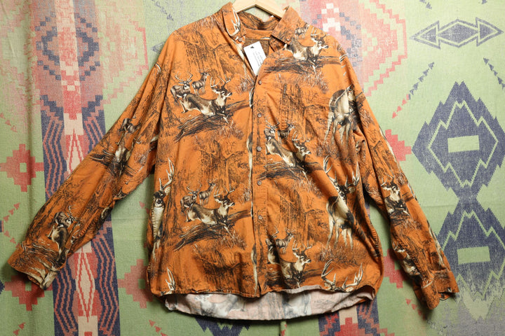 Vintage Orange Deer Shirt XL 2000s Hunting Outdoors