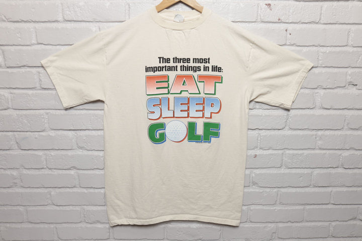 Eat Sleep Golf Vintage T Shirt Medium