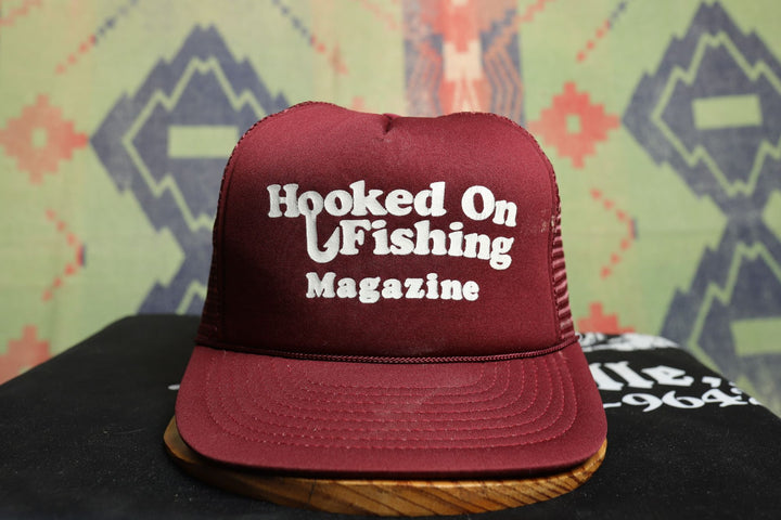 Hooked on Fishing Magazine Vintage Snapback Trucker Hat 80s Sportsman Grandpa