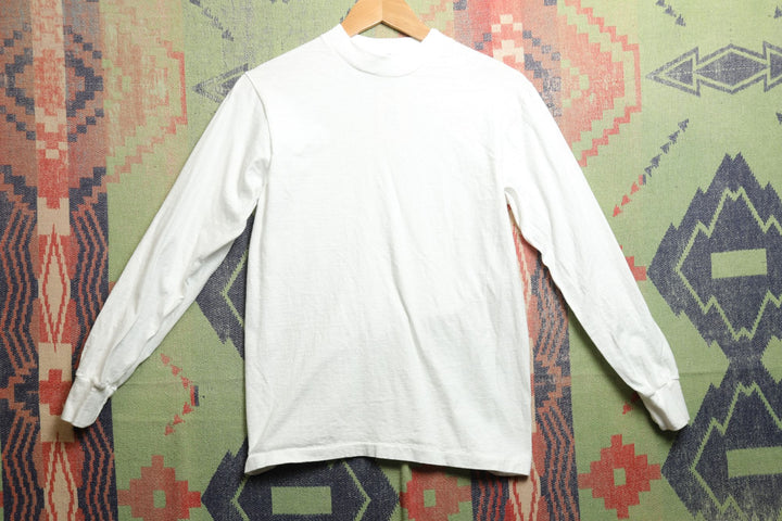 Hanes Vintage White Long Sleeve T Shirt Small 80s