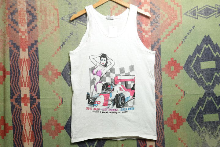 Fast Cars Hot Women Vintage Tank Top Small 90s