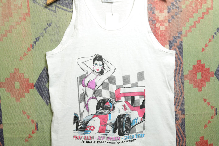 Fast Cars Hot Women Vintage Tank Top Small 90s