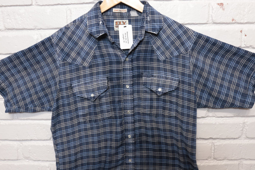 Ely Western Vintage Burnout Shirt Medium 80s