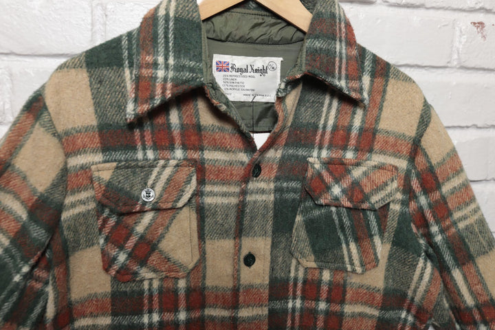 Royal Knight Vintage Button Down Shirt XL  80s Wool Blend Plaid