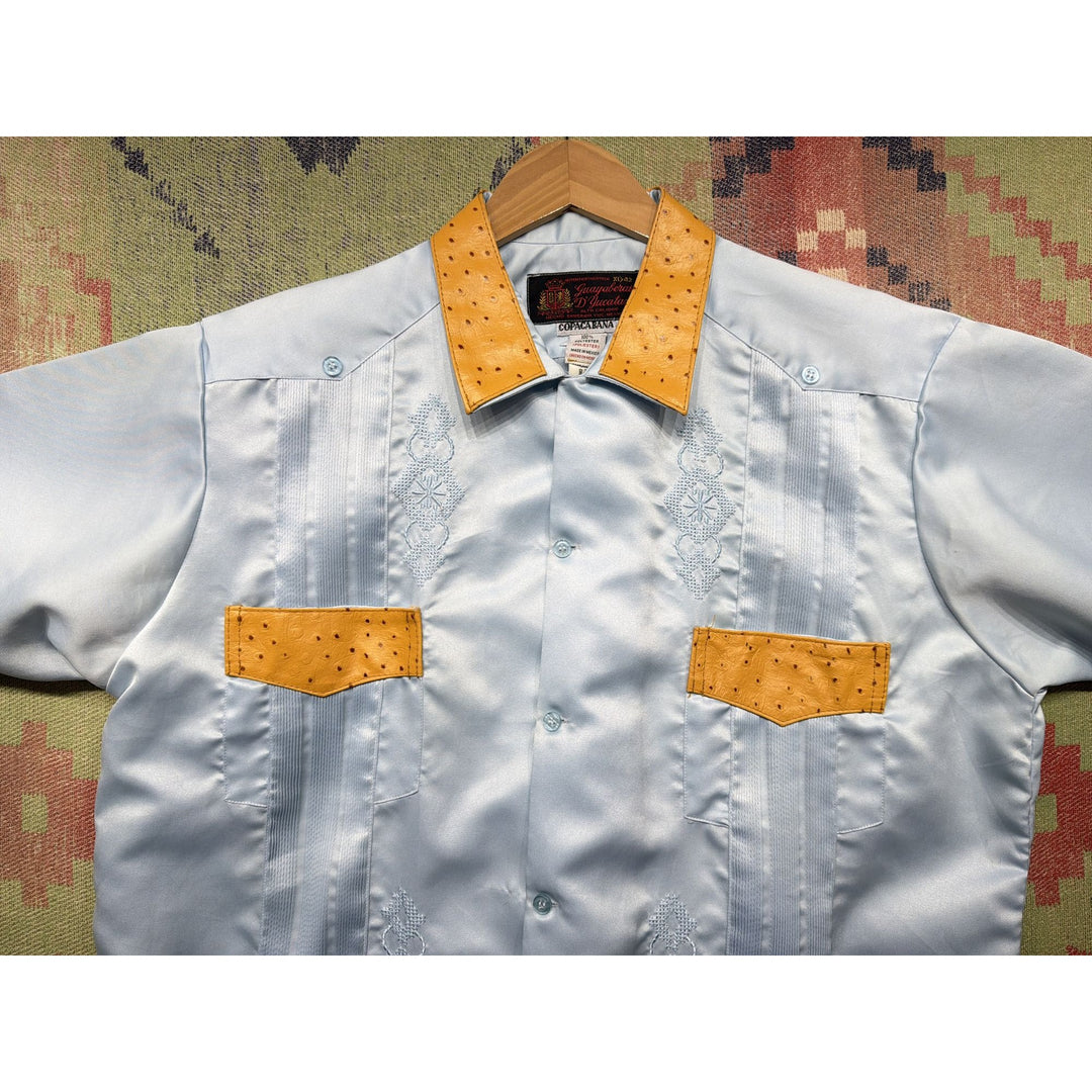 Guayabara  D' Yucatan Vintage Ostrich Leather Island Shirt XL 80s