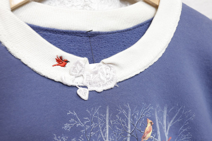 Winter Scene Vintage Sweatshirt Large 80s