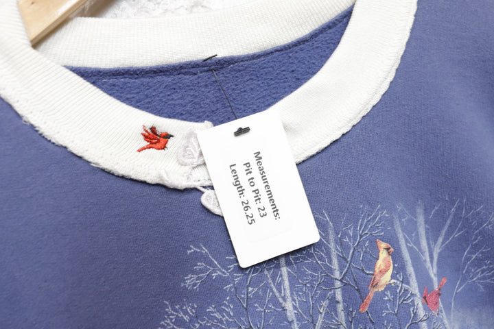 Winter Scene Vintage Sweatshirt Large 80s
