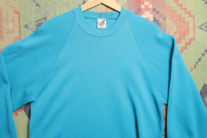Jerzees Vintage Blank Teal Sweatshirt 80s XL