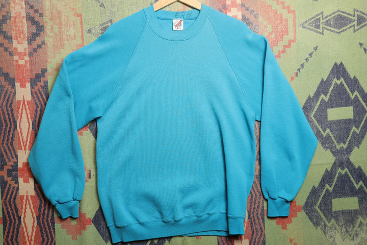 Jerzees Vintage Blank Teal Sweatshirt 80s XL