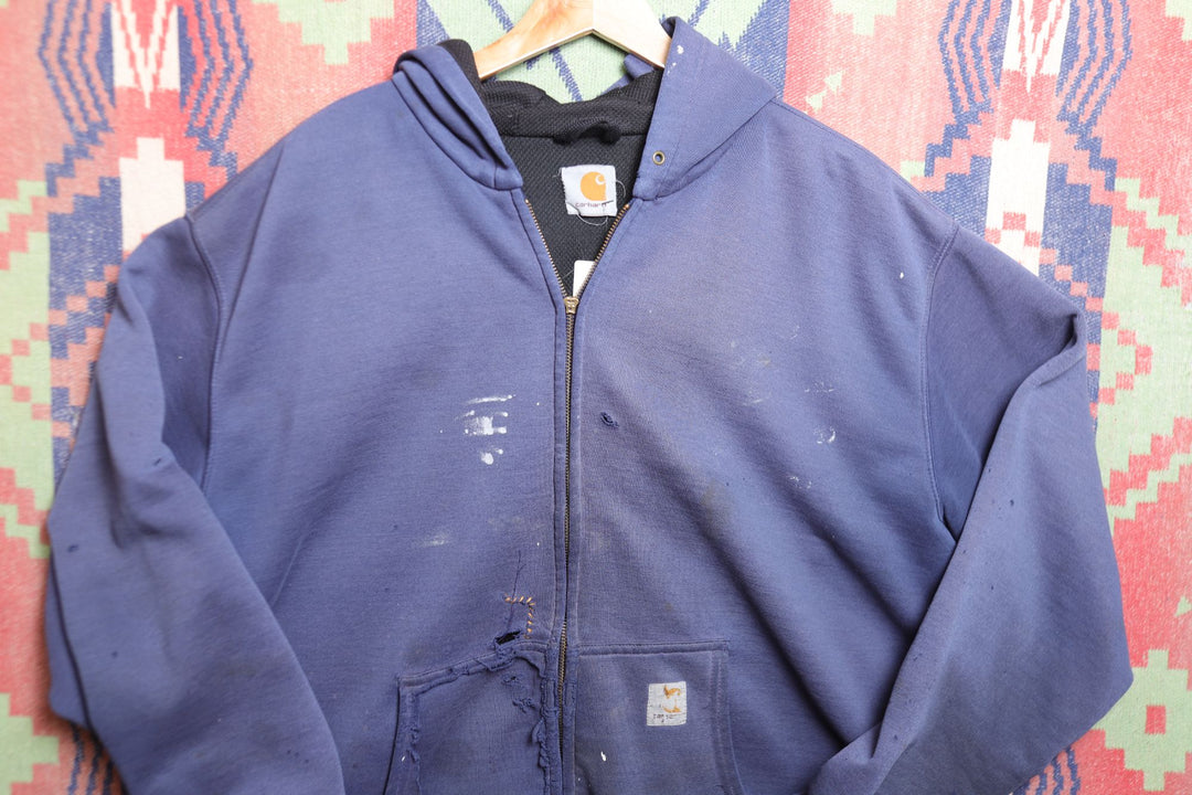 Carhartt Thrashed Vintage Distressed Blue Hoodie XXL 2000s