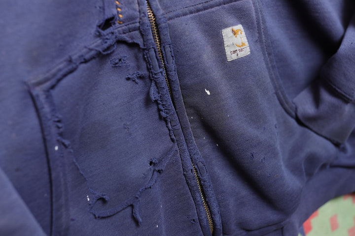 Carhartt Thrashed Vintage Distressed Blue Hoodie XXL 2000s