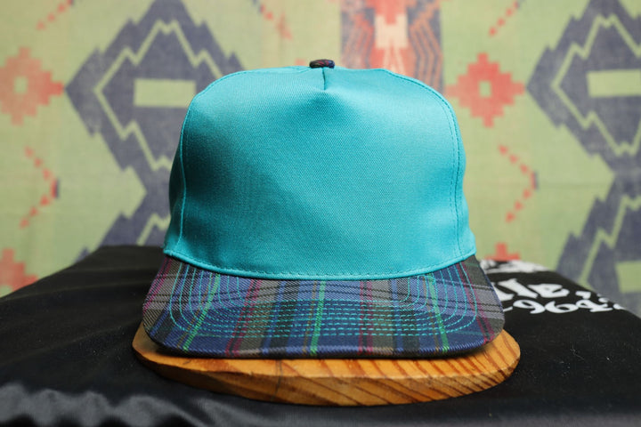 Plaid Brim Vintage Teal Snapback Hat 90s