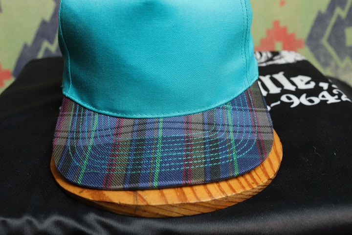 Plaid Brim Vintage Teal Snapback Hat 90s