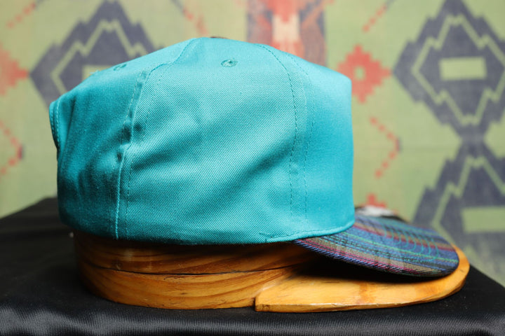 Plaid Brim Vintage Teal Snapback Hat 90s
