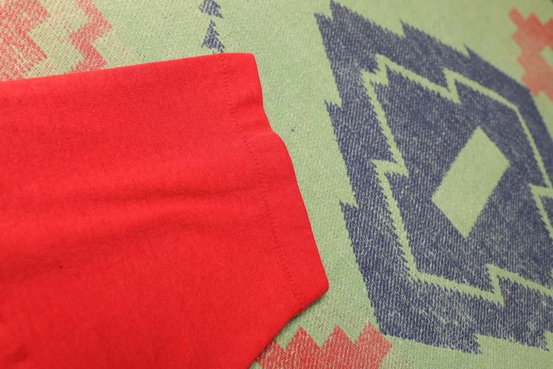 Fruit of the Loom Vintage Blank Red T Shirt 90s Large