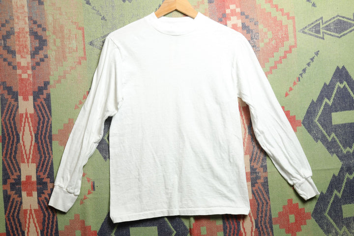 Hanes Vintage White Long sleeve  T Shirt Small 80s