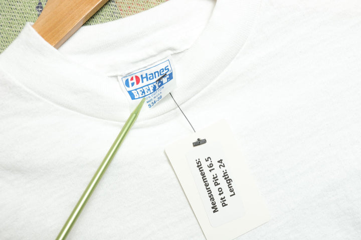Hanes Vintage White Long sleeve  T Shirt Small 80s