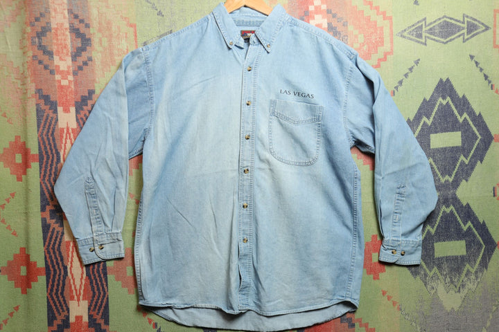 White Tigers Vintage Denim Shirt Large 2000s