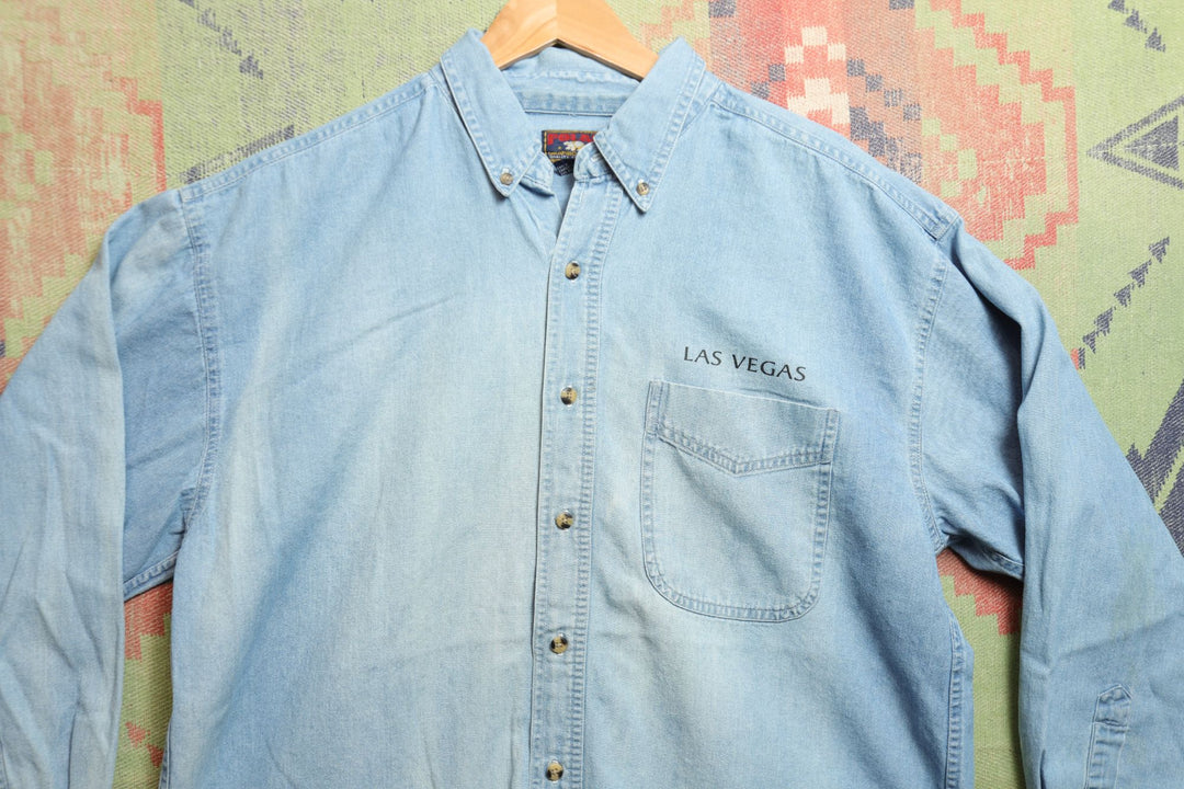 White Tigers Vintage Denim Shirt Large 2000s
