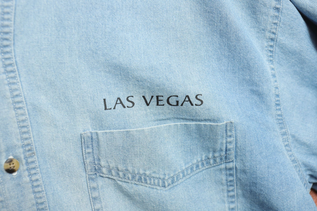 White Tigers Vintage Denim Shirt Large 2000s