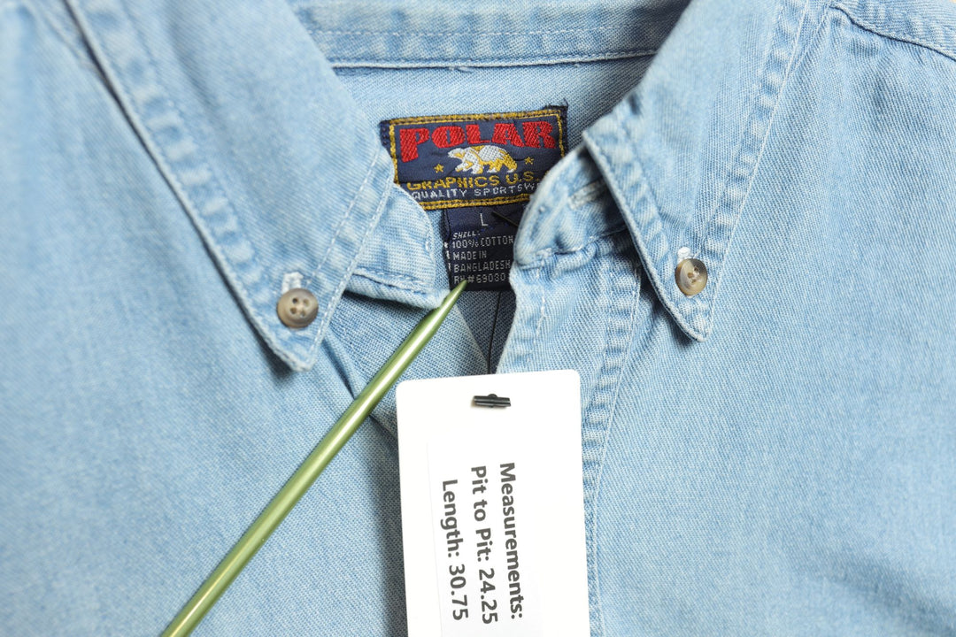White Tigers Vintage Denim Shirt Large 2000s