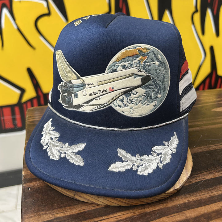 US Space Shuttle Vintage 3 Strip Snapback Trucker Hat 80s