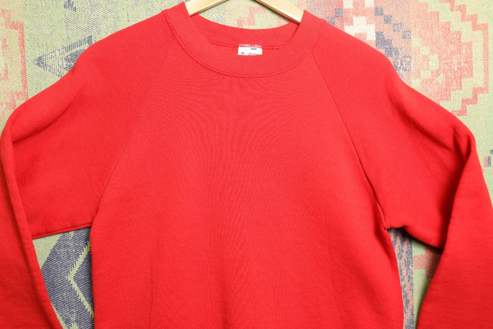 Fruit of the Loom Vintage Blank Red Sweatshirt 90s Medium