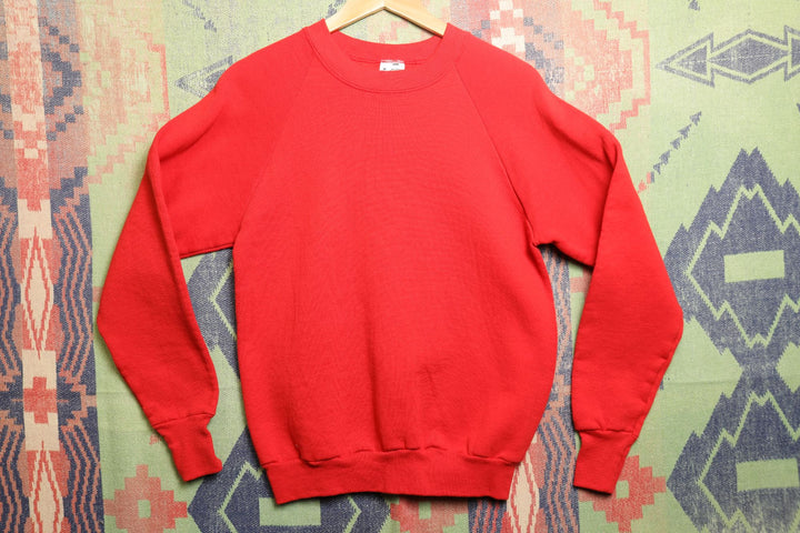 Fruit of the Loom Vintage Blank Red Sweatshirt 90s Medium