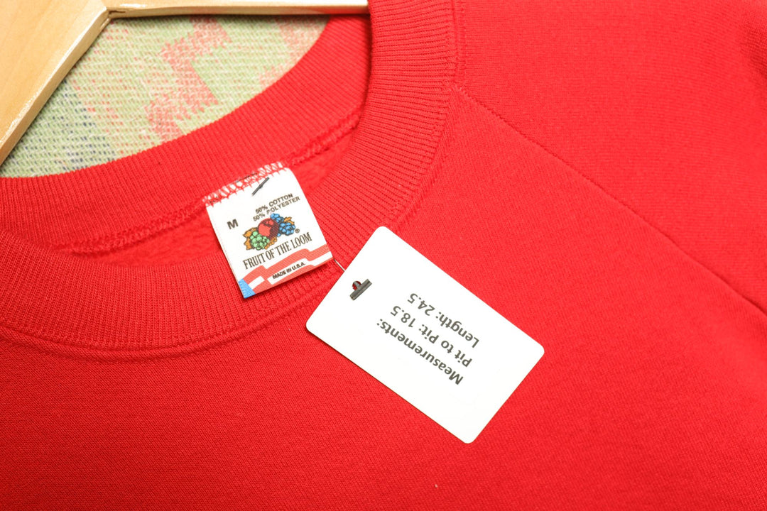 Fruit of the Loom Vintage Blank Red Sweatshirt 90s Medium