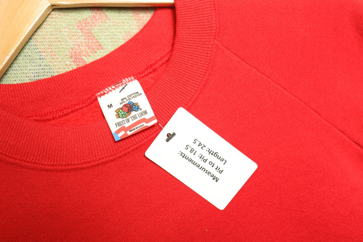 Fruit of the Loom Vintage Blank Red Sweatshirt 90s Medium