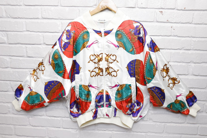 Silk Hot Air Balloon Vintage Jacket XL 90s