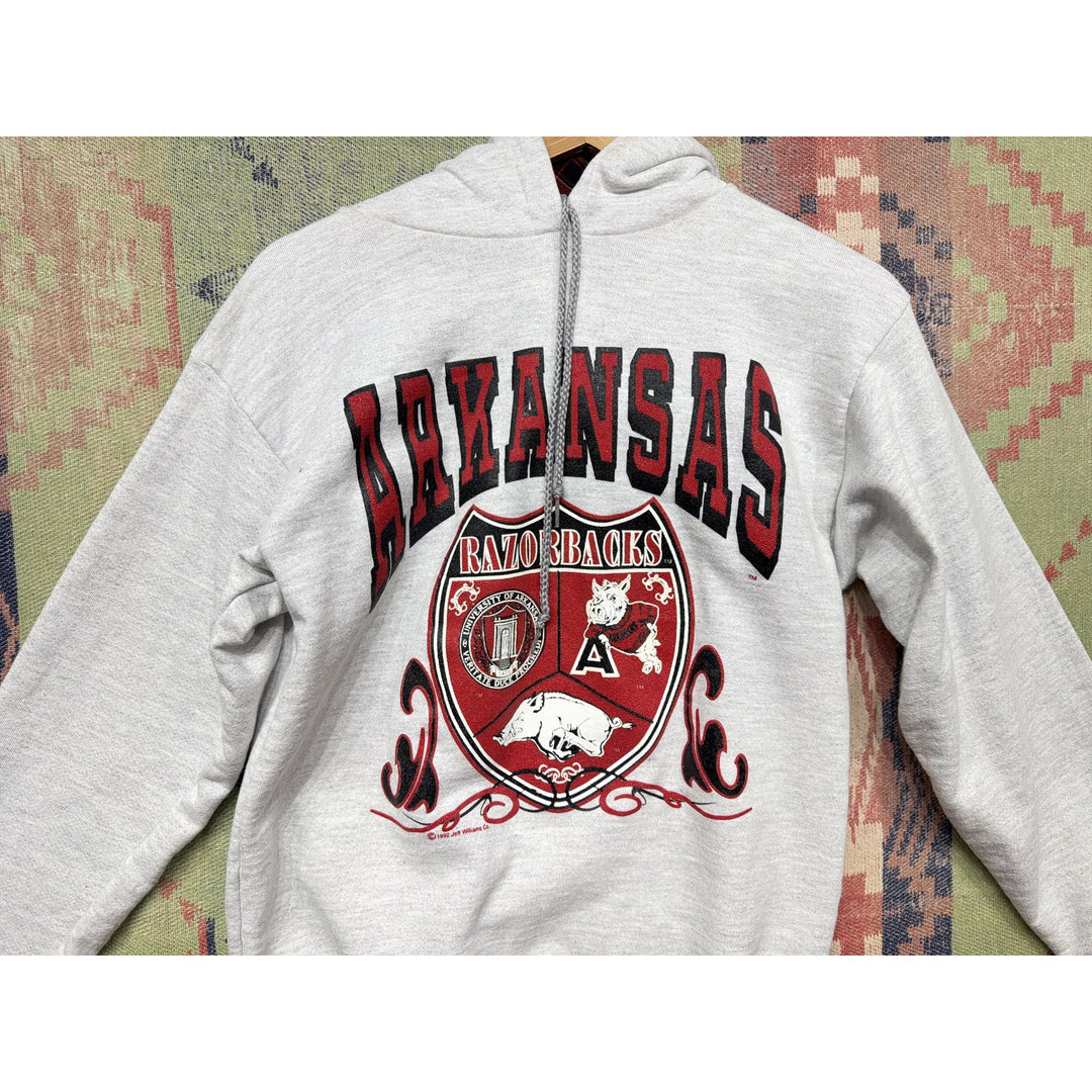 University of Arkansas Vintage Heather Gray Hoodie Medium 90s