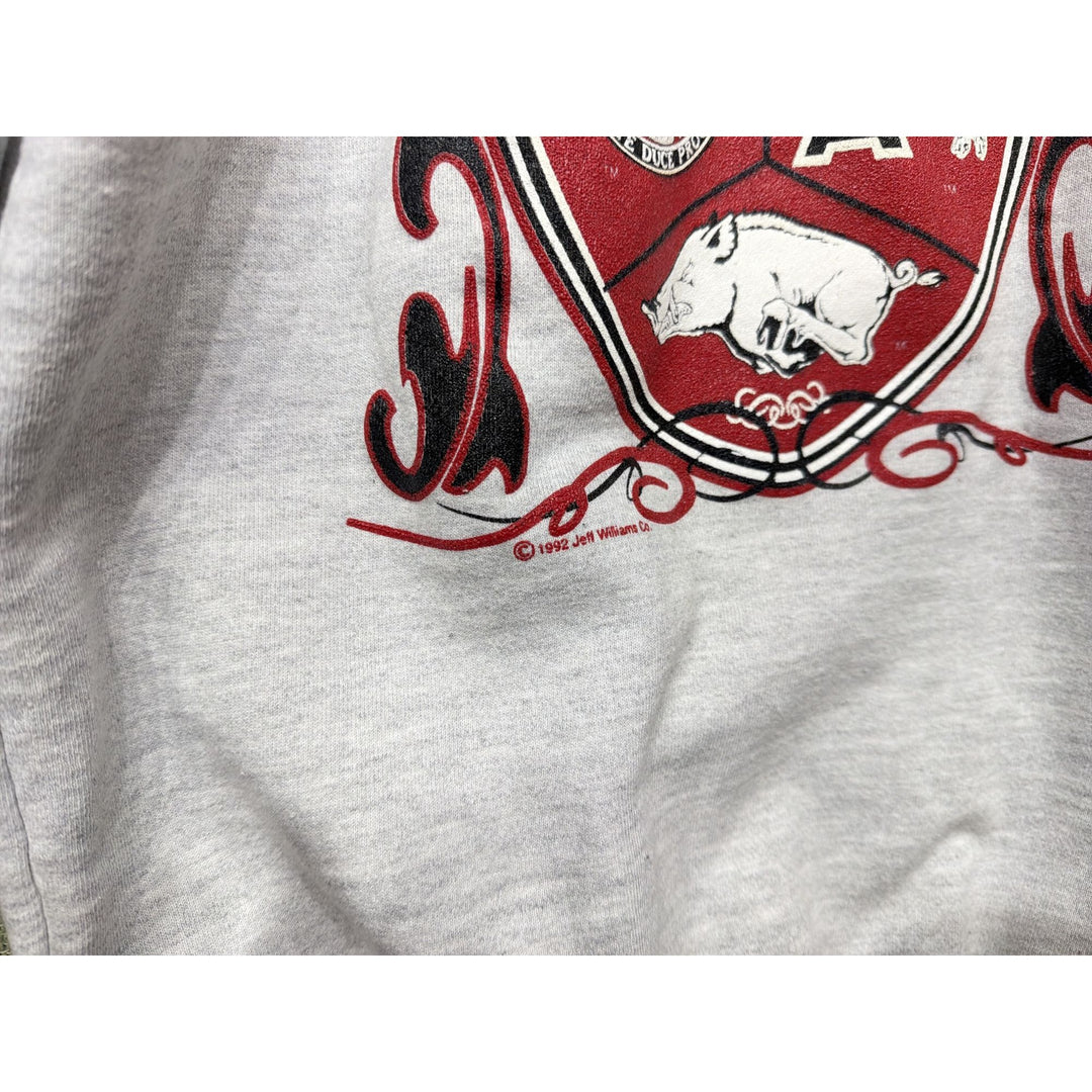 University of Arkansas Vintage Heather Gray Hoodie Medium 90s