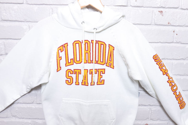 Florida State Vintage White Discus Hoodie 80s Medium
