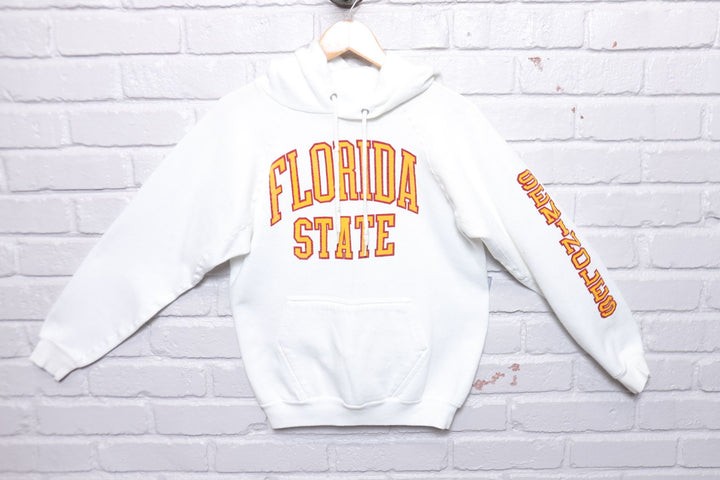 Florida State Vintage White Discus Hoodie 80s Medium