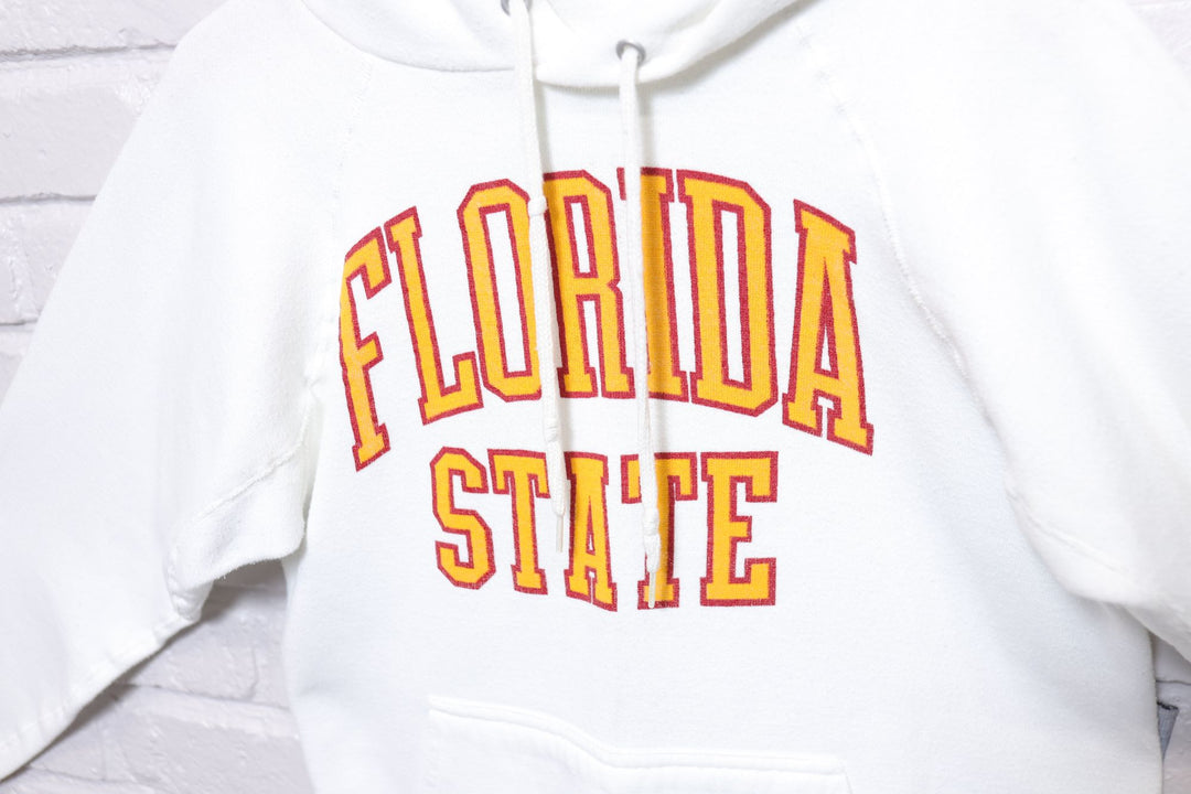 Florida State Vintage White Discus Hoodie 80s Medium