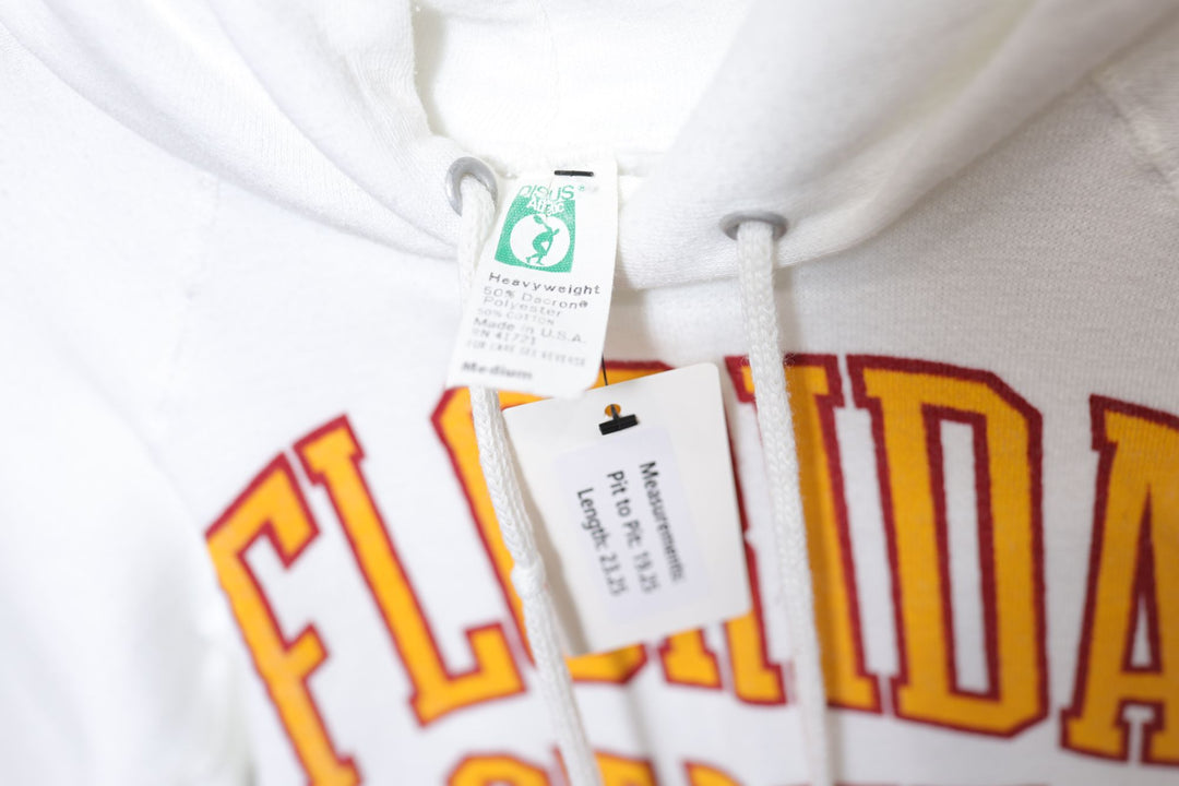 Florida State Vintage White Discus Hoodie 80s Medium