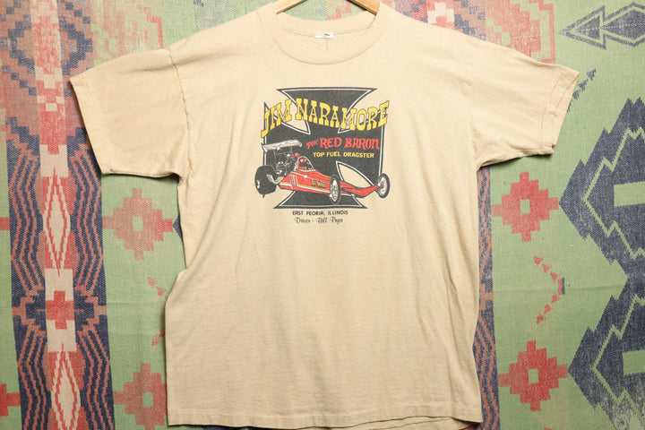 Jim Naramore Red Baron Drag Race Vintage T Shirt XL 70s