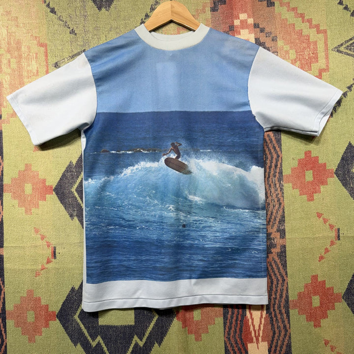 Vintage Surfing Photo Polyester T Shirt XL 70s