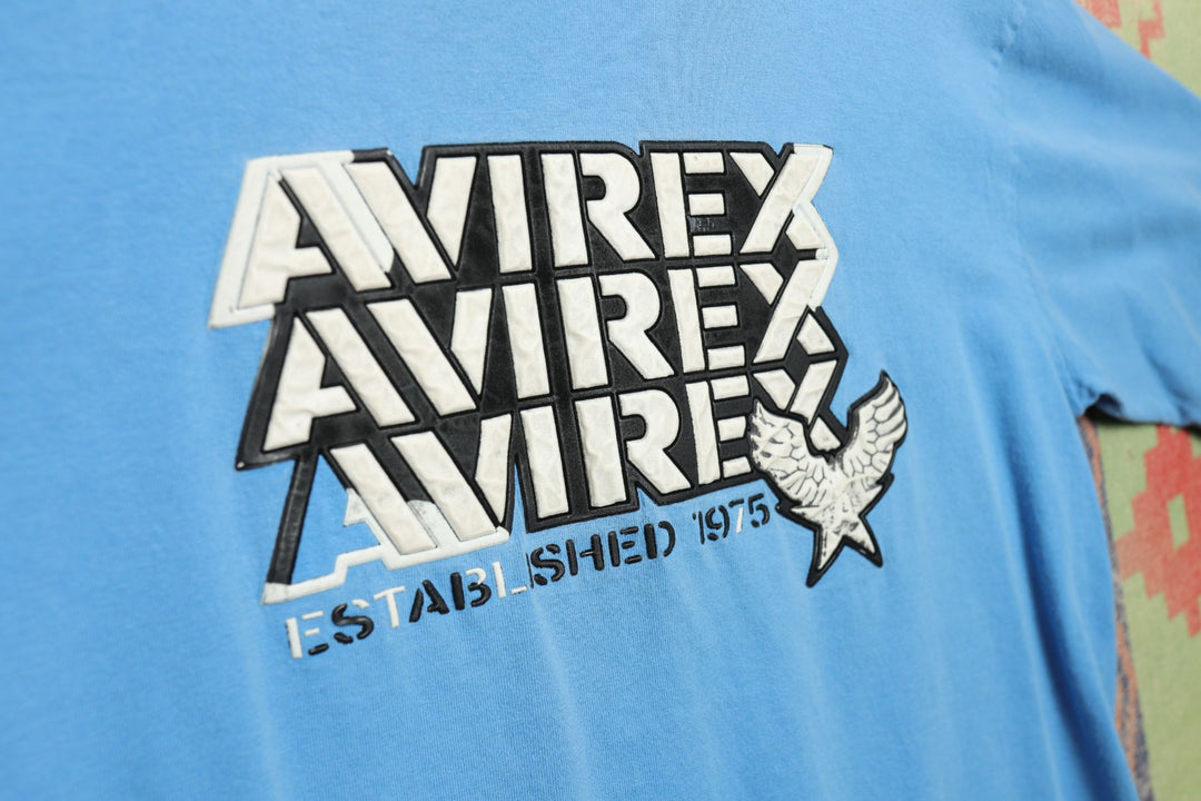 Avirex Vintage Blue Logo Kids T Shirt 2000s Large