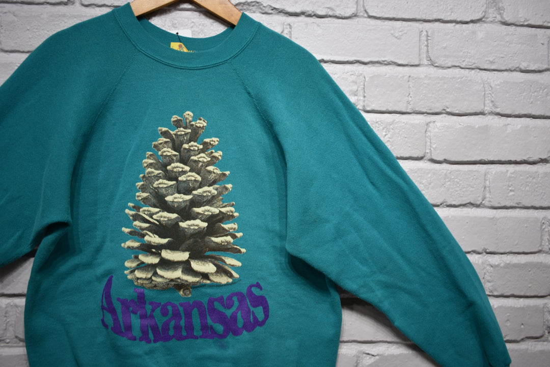 Beterbilt pinecone sweatshirt size large (teal/purple)