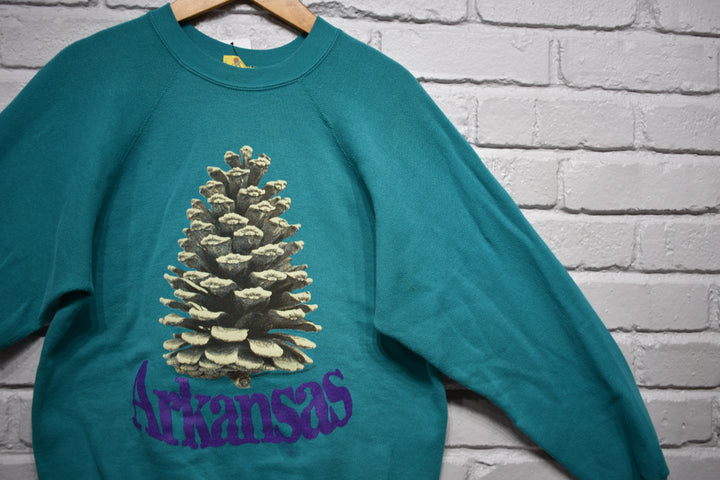 Beterbilt pinecone sweatshirt size large (teal/purple)