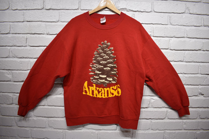 Beterbilt pinecone sweatshirt size large (red/gold)