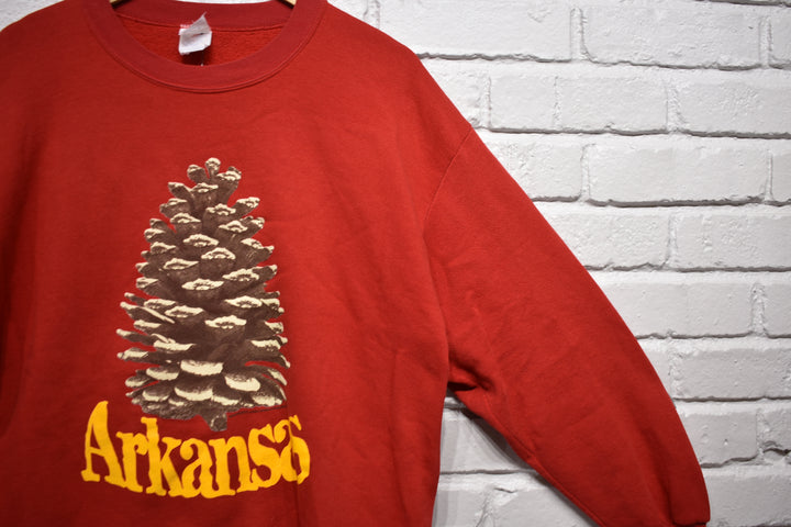 Beterbilt pinecone sweatshirt size large (red/gold)