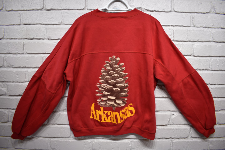 Beterbilt pinecone sweatshirt size large (red/gold)