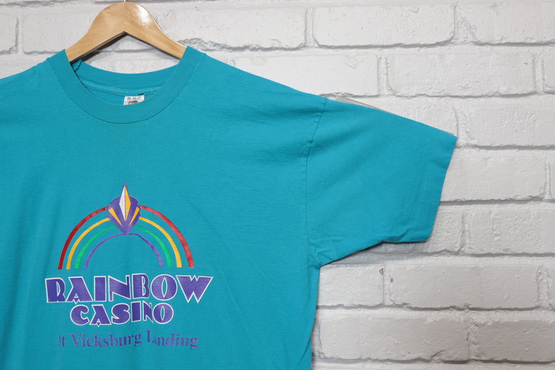 90s rainbow casino tee shirt size xl